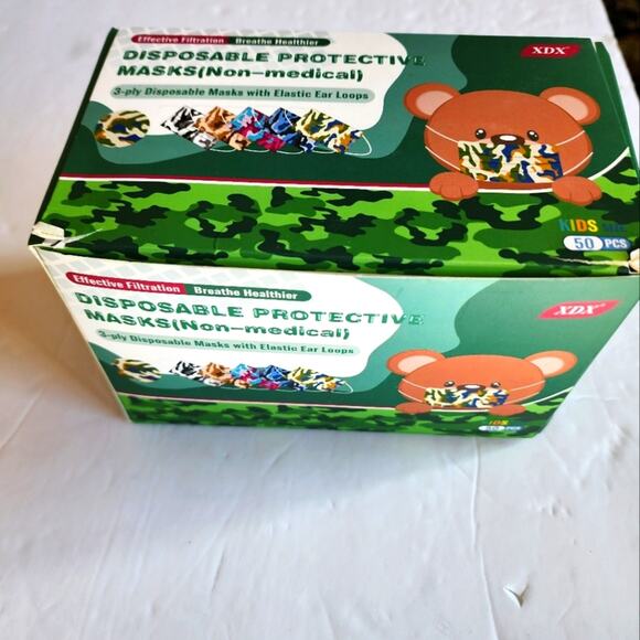 Disposable Protective Kids Face Masks Individually Pkgd 50 Pieces Asstd Colors - Picture 1 of 7